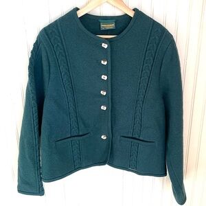 Geiger Austria Dark Green Women’s Wool Cardigan, Size 16 (XL)